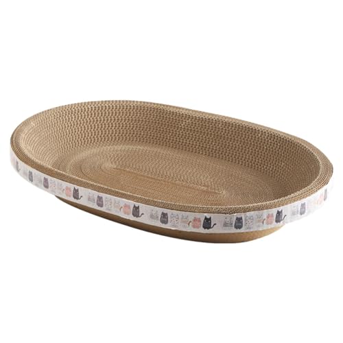 Katzenkratzer Karton - Oval Wellpappe Kratzunterlage | Katzenkratzlounge Bett, Reversible Kiitty Kratzpads | Katzen Kratzbett für Möbelschutz, Katzentraining Spielzeug von Generic