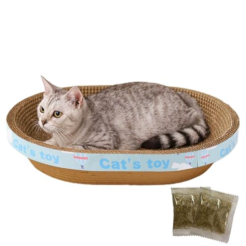 Katzenkratzerplatine, Kätzchen -Kartonkratzer - Ovales Scratch Lounge Bett | Wear-resistente Haustierspielzeug, Kätzchenkratzer mit Katzenminze für kleine, mittelgroße, große Katzen von Generic