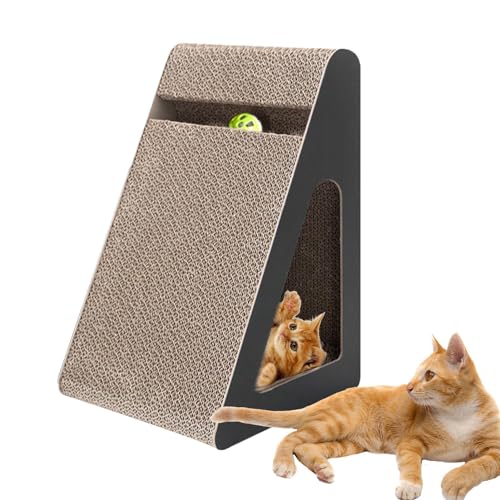 Katzenkratzgeräte für Indoor-Katzen,Katzenkratzmatten - Rampe Dreieckiges Kätzchen Scratcher Pads,Katzenbedarf, verschleißfester vertikaler Katzenkratzer mit Ball für kleine, mittlere und große Katze von Generic