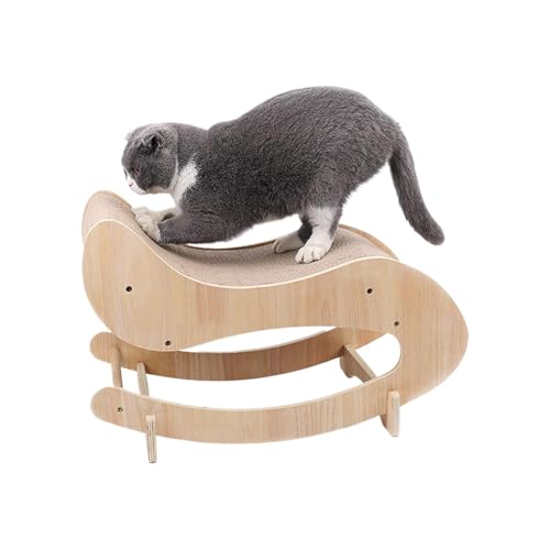 Katzenliege-Kratzer, Katzenbett-Kratzer,Katzen-Loungebett aus Holz - Kätzchen kratzen Schaukelstuhl Wellpappe Haustier Schlafbett für mittelgroße Katzen von Generic