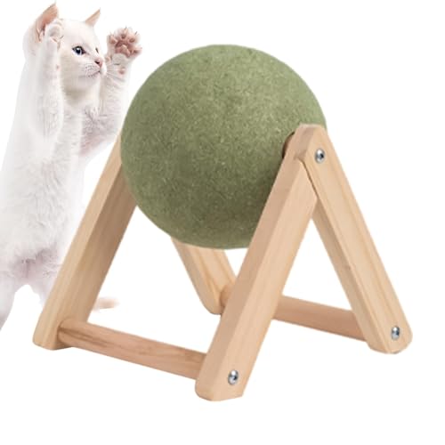 Katzenminze-Ballspielzeug – Katzenminze-Bodenballspielzeug, Katzenboden-Leckereien | Katzenminze-Roller-Ball-Bodenhalterung, drehbarer Boden-Katzenminze-Roller zum Katzenlecken und Spielen von Generic