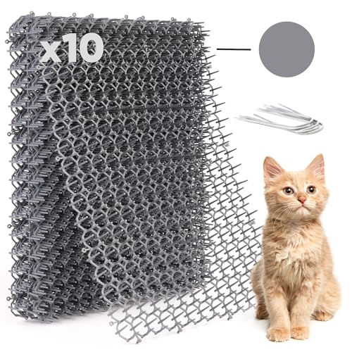 Katzenschreck Scat Mat für Katzen – Cat Spike Mat (10 Stück, grau) 41,5 x 34,4 cm mit 2,5 cm Spikes ist ein perfekter Katzenschreck, drinnen und draußen für alle Jahreszeiten von Petfolio