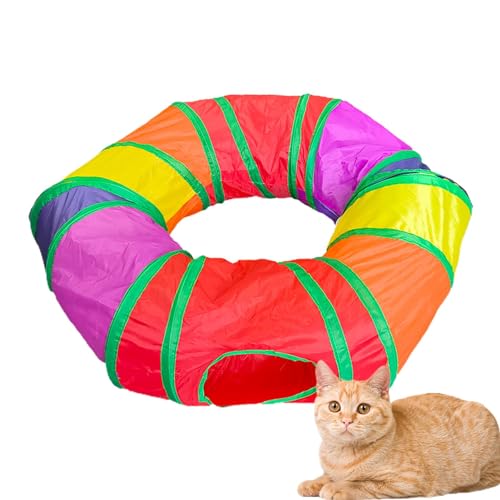 Katzenspielzeug Tunnel | Indoor Tunnel für Katzen | faltbares Spielzeug für Kätzchen | Tunnel für Katzen mehrfarbig | interaktives Spielzeug mit Kätzchenloch aus Polyester für verspielte Kätzchen von Generic