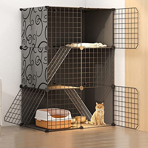 Katzentoilette, Katzenkäfige für den Innenbereich, groß, Katzengehege, Katzenschrank, halbgeschlossener Katzenkäfig, DIY-Katzenlaufstall, Haustierzaun für den Innenbereich, mit Katzennest + Katzenhäng von Generic