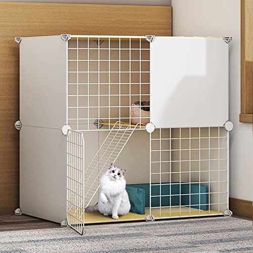 Katzentoilette, Katzenkäfige für den Innenbereich, groß, Katzengehege, Katzenschrank, halbgeschlossener Katzenkäfig, DIY-Katzenlaufstall, Haustierzaun für den Innenbereich, mit Katzennest + Katzenhäng von Generic