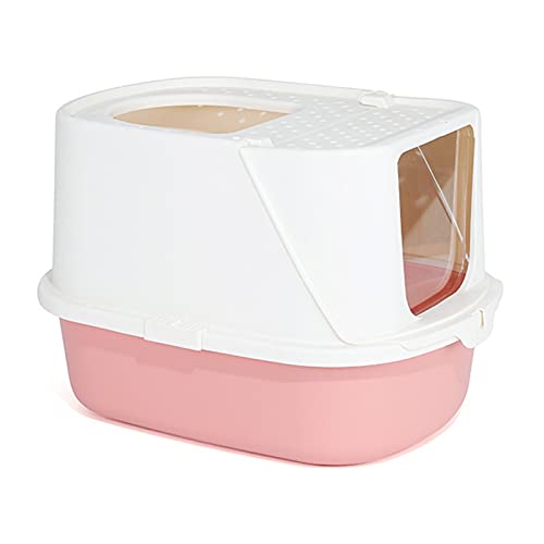 Katzentoilette Abgedeckte Katzentoilette Große Kapuze ​Katzentoilette Geschlossene und herausnehmbare Katzentoilette, 57 cm×43,6 cm×38,2 cm Haustiertoilette (Farbe: Rosa) von Generic