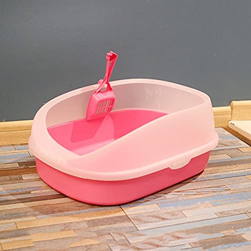 Katzentoilette Haustier Hundetoilette Katzentoilette Katzentoilette Katze Hundetablett Teddy Anti-Splash Toilette mit Katzenstreu Schaufel Welpe Katze Indoor Home Sandbox Haustiertoilette (Farbe: Rosa von Generic