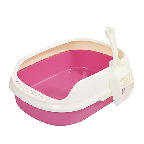 Katzentoilette Haustier Hundetoilette Katzentoilette Katzentoilette Katze Hundetablett Teddy Anti-Splash Toilette mit Katzenstreuschaufel Welpe Katze Indoor Home Sandbox Haustiertoilette (Farbe: Rosa) von Generic