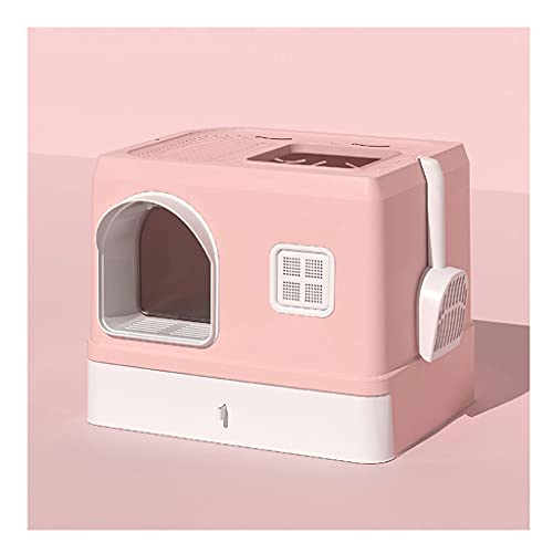 Katzentoilette Modische und neuartige Katzentoilette Vollständig geschlossene große Sand- und spritzwassergeschützte Schublade Typ Katzentoilette Katzenzubehör Haustiertoilette (Farbe: Rosa) von Generic