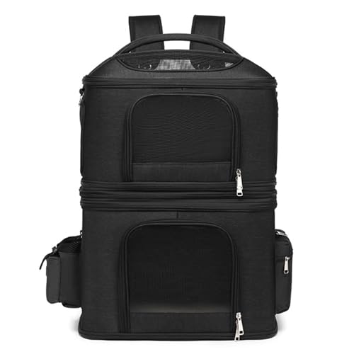 Katzentrage, Doppelter Katzenrucksack für 2 Katzen, Katzen-Reisetrage mit Hervorragender Belüftung für Reisen, Wandern, Camping (Black) von Generic