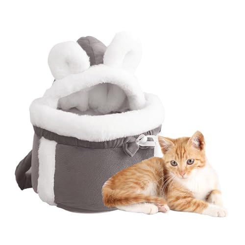 Katzentragetasche - Double Pocket Design Cat Cave Niedliches Katzenhaus mit Doppeltaschen-Design und bequemer Vordertasche, gemütliche Katzen-Reisetrage, verstellbare Haustierhöhle für drauße von Generic