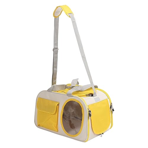 Katzentransportbox, Haustier-Reisetransportbox mit Großer Kapazität, Tragbar, Große Öffnung für Katzen (Yellow) von Generic