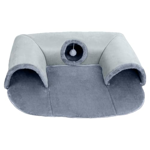 Katzentunnel für Indoor-Katzen, faltbare Katzenbetten – waschbare Katzenhöhle für Katzen in U-Form | Play Pet Supplies saisonales Katzensofa mit Plüschball PA von Generic