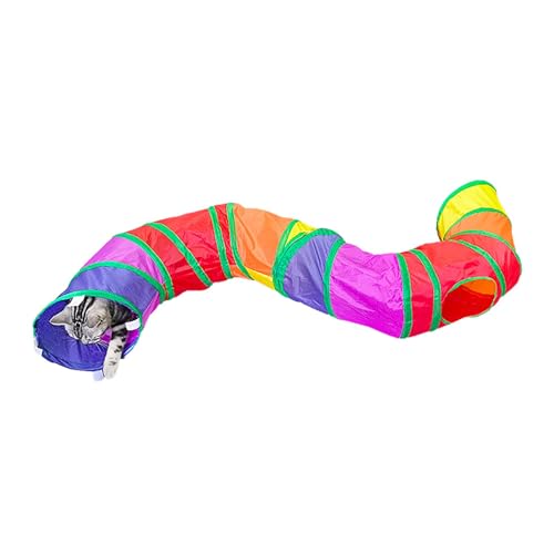 Katzentunnel für Indoor-Katzen – Katzenrohr-Spielplatz-Spielzeug, zusammenklappbarer Haustier-Katzentunnel, Schlauchspielzeug, bunte Tunnel für Indoor-Katzen, Kätzchenloch, Spielzeug, Ball, Katze, von Generic