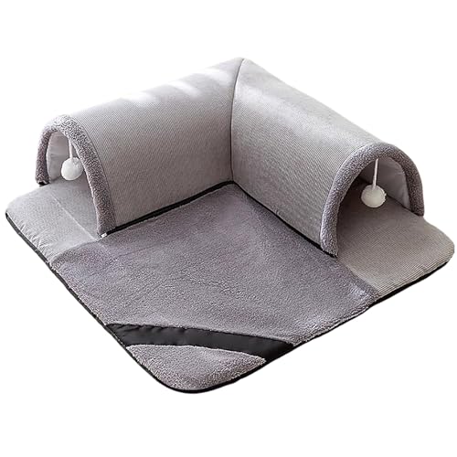 Katzentunnelbett für Hauskatzen, Spieltunnel und süßes Katzenbett, Katzen-/Katzenspieltunnel mit hängendem Spielzeug, abnehmbar und waschbar, ideal für kleine GNe652 (B, One Size) von Generic