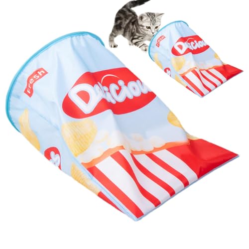 Katzentunneltaschen für Hauskatzen, Spieltunnelspielzeug für Katzen, Interaktive Knisterpapier-Röhren für Katzen mit Plüschball, Kitten Funny Playing Games Supplies Pet Tunnel Crinkle Sack Bag für Kat von Generic