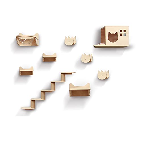 Katzenwandparkour, Katzen Kletterwand, Katzenkletterregal, Katze Wandelement, Katzentreppe Wand, Katzenspielplatz, Geeignet für Katzen zum Schlafen und Spielen (Size : Package 1) von Generic