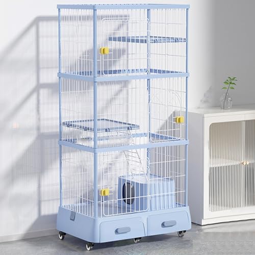 Katzenzaun Für den Innenbereich mit Katzentoilette, Zum Selbermachen für 1–3 Katzen, Kaninchen Meerschweinchen Welpen Frettchen Chinchillas Und Andere Kleintierkäfige(Blue,94 * 64 * 178cm) von Generic