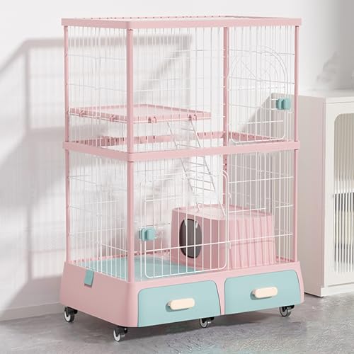 Katzenzaun Für den Innenbereich mit Katzentoilette, Zum Selbermachen für 1–3 Katzen, Kaninchen Meerschweinchen Welpen Frettchen Chinchillas Und Andere Kleintierkäfige(Pink,94 * 64 * 125cm) von Generic