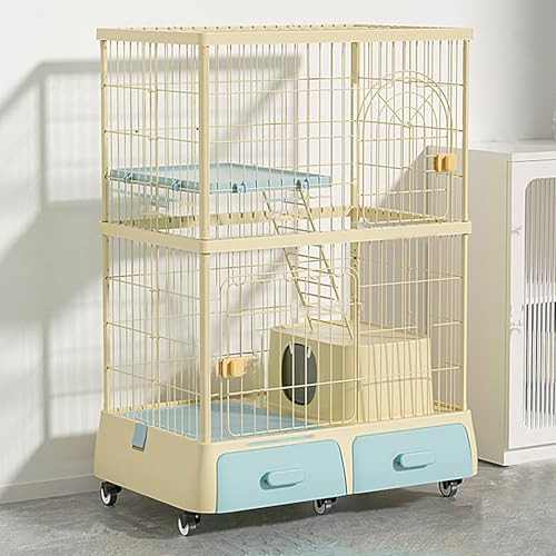 Katzenzaun Für den Innenbereich mit Katzentoilette, Zum Selbermachen für 1–3 Katzen, Kaninchen Meerschweinchen Welpen Frettchen Chinchillas Und Andere Kleintierkäfige(Yellow,94 * 64 * 125cm) von Generic