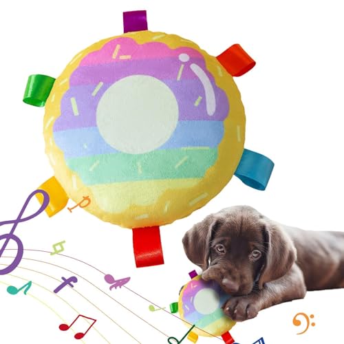 Kauspielzeug für Hunde, Kauspielzeug für Hunde | Pet Toys Quietschendes Plüschspielzeug mit Sound | Donut Bbiscuit Weiches Hunde-Beißspielzeug, Plüsch-Hundekauspielzeug für kleine Hunde, von Generic