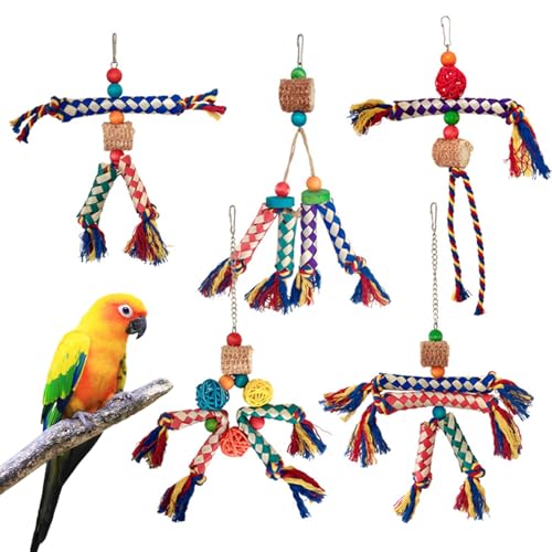 Kauspielzeug für Vögel, 5 x Spielzeug zum Zerlegen, Futter für Papageien – buntes Kauseil, Demontage, Spielzeug aus Baumwollseil, Stressabbau für Wellensittiche Kauspielzeug für Vögel, 5 x Spielzeug zum Zerlegen, Futter für Papageien – buntes Kauseil, Demontage, Spielzeug aus Baumwollseil, Stressabbau für Wellensittiche von Generic