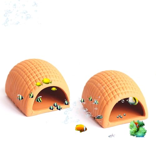 Keramik Bäckerei Haus Aquarium Dekoration - 2 Pack Versteck für Fische und Reptilien - Ideal für Garnelen, Betta, Goldfischzucht und Ausruhen von Generic