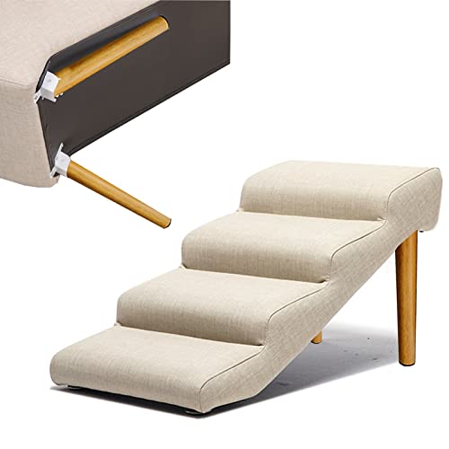 Klappbare Hundetreppe, Hochbett, Leder-Haustiertreppe für hohe Betten, große Hunde und Katzen, Hunderampen für kleine Hunde, SUV-Seitentür, Tragkraft 90 kg, rutschfeste Unterseite,Beige-72x von Generic