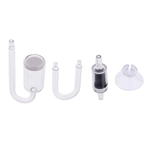 Kleine Mundbecher Set von 4 – Aquarium Fisch Tank CO2 Diffusor Kohlendioxid Reaktor + Rückschlagventil + U-Form Glasrohr + Sauger von Generic