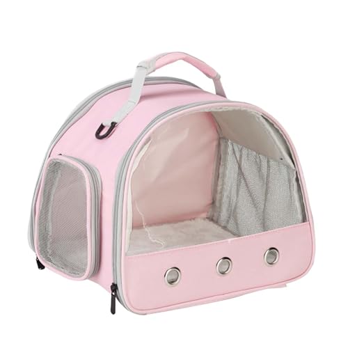 Kleine Tier Tasche Tragbare Outdoor Reisetasche Mit Gurt Transparent Atmungsaktiv Für Igel Eichhörnchen Vogel Schwein Bunny Hamster Schildkröte Bfb683 (Pink, Einheitsgröße) von Generic