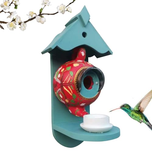 Kleine Vogelhäuser im Freien – hängbares Vogelhaus Nistkasten | Buntes dekoratives Vogelhaus zum Aufhängen | Outdoor Vogel-Nistkasten für Kolibri | Nisthilfe Vogelhaus für Garten, Balkon von Generic