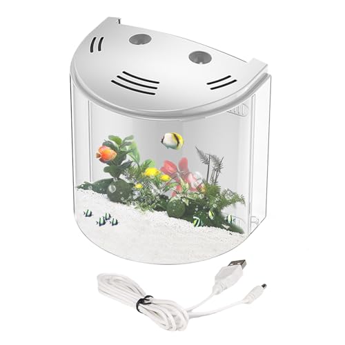 Kleines Betta-Aquarium, Acryl-Fischbecken mit Filter, Licht – integrierte Wasserpumpe, transparenter Behälter für Aquarium, transparentes Aquarium für Schnecken, , Sterne d Kleines Betta-Aquarium, Acryl-Fischbecken mit Filter, Licht – integrierte Wasserpumpe, transparenter Behälter für Aquarium, transparentes Aquarium für Schnecken, , Sterne d von Generic