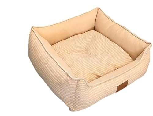 Kleines und mittelgroßes, rechteckiges Hundebett, bequemes Eierkarton-Schaumstoffsofa, Haustierbett, mit waschbarem und abnehmbarem Bezug. (Beige, S - 19,5 x 17,5 x 7,5 cm) von Generic