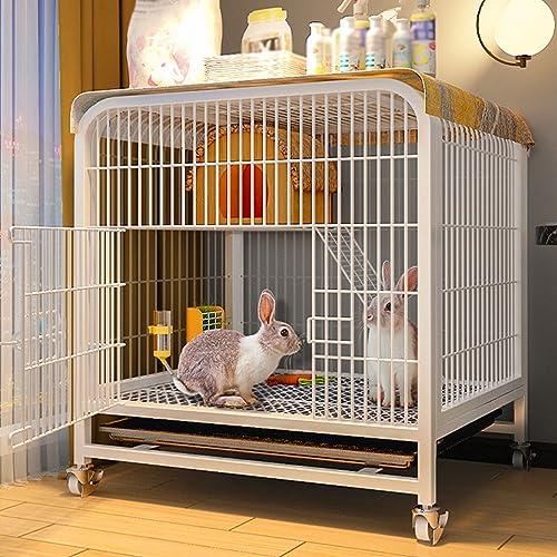 Kleintierlaufstall Indoor für Frettchen/Chinchilla - Kaninchenstall Indoor für 2 Kaninchen mit Dach, ideales mehrstufiges Gehege von Generic