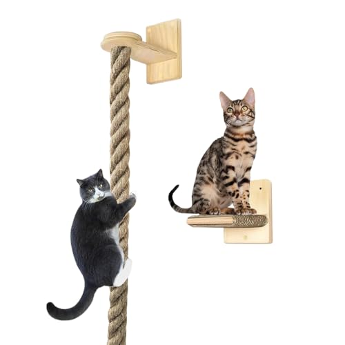 Kletterseil für Katzen an der Decke | Kratzregal für Welpen mit Plattform, Pfotenschutz mit Treppen für Klettern für Zuhause, Wandmöbel für Kätzchen Kletterseil für Katzen an der Decke | Kratzregal für Welpen mit Plattform, Pfotenschutz mit Treppen für Klettern für Zuhause, Wandmöbel für Kätzchen von Generic