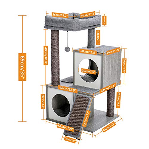 Kratzbaum, luxuriöse Katzenwohnungsmöbel, mehrschichtiger Turm mit Sitzstangen-Hängematten-Haltegriff zum Fangen von Ballbarschen, Komplettpaket, mit Ersatzteilen, geeignet für Katzen zum Sp von Generic