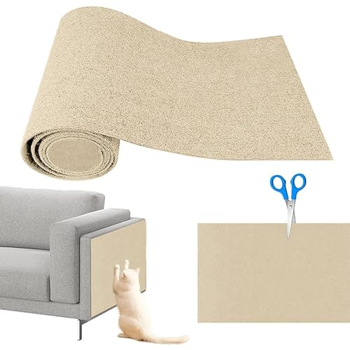 Kratzmatte Katze, Selbstkleben Kratzbrett Wand 200x40cm,Kratzpads,Kratzmatte Katze Sofa, Katzen Wand, DIY Climbing Cat Scratcher Tür Kratzschutz (Khaki,40X200CM) von Generic