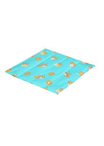 Kühlmatte Hund Kühlmatte Für Hunde Haustier-eismatte Sommerkühlung Katzenmatte Eisnest Hundebissfeste Matte Für Schlafende Hunde Im Sommer, Blauer Corgi, L: 90 * 60 cm von Generic