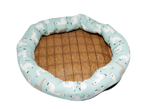 Kühlmatte Hund Kühlmatte Für Hunde Sommer-katzennest Rattan-leinen-matten-Nest Hundenest Vier Jahreszeiten Universal-antihaft-Matte Antihaft-Haar-haustierbedarf, Blaues Alpaka, 40 cm von Generic