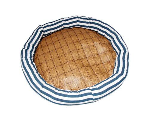 Kühlmatte Hund Kühlmatte Für Hunde Sommer-katzennest Rattan-leinen-matten-Nest-hundenest Four Seasons Universal-antihaft-Matte Antihaft-Haar-haustierbedarf, Blaue Streifen, 50 cm von Generic