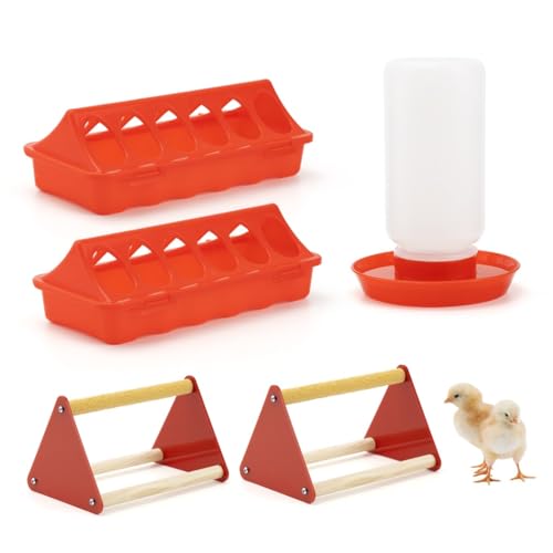 Küken Feeder Waterer Kit mit Sitzstangen, Praktisches Geflügelfütterungsset für Küken, Enten, Gänse & Wachteln, Kunststoff Flip-Top Design Küken Feeder Waterer Kit mit Sitzstangen, Praktisches Geflügelfütterungsset für Küken, Enten, Gänse & Wachteln, Kunststoff Flip-Top Design von Generic