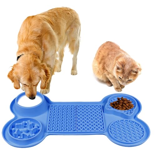 Leckmatte für Hunde und Katzen mit Saugnäpfen, große langsame Fütterung, Hundeschüssel, Katzennäpfe, rutschfest, Haustier-Snacks, Nassfutter, Joghurt, Erdnussbutter-Leckpads für kleine, mittelgroße von Generic