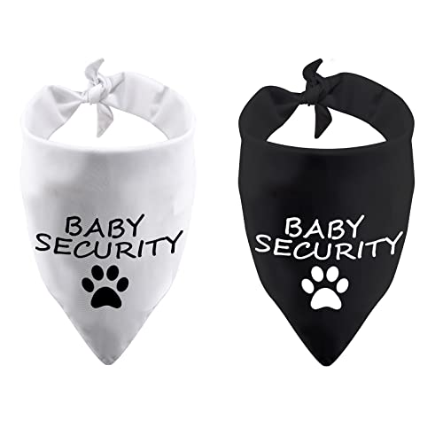 BLUPARK Lustiges Hunde-Halstuch, für Sicherheit im Training, dreieckig, bedruckt mit dem Spruch 'Baby Security in Training' - 2er Pack (Weiß/schwarz), Polyester, 70 x 35 cm, für Hunde bis 53,3 cm von BLUPARK