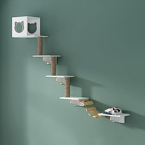 Massivholz-Katzen Kratzmöbel, Katzen Kletterwand Set, Katzenwandparkour, Katze Wandelement, Katzen-Wandregale zum Schlafen, Spielen und Klettern Von Katzen (Size : Package2) von Generic