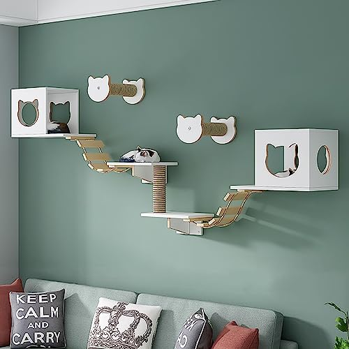 Massivholz-Katzen Kratzmöbel, Katzen Kletterwand Set, Katzenwandparkour, Katze Wandelement, Katzen-Wandregale zum Schlafen, Spielen und Klettern Von Katzen (Size : Package3) von Generic