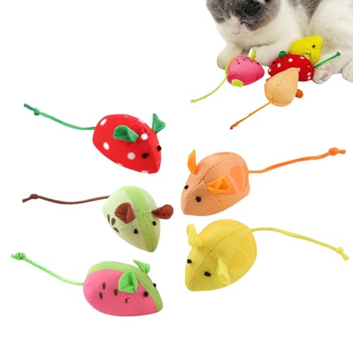 Maus-Plüsch-Katzenspielzeug, Kätzchen-Plüschspielzeug,Katzenplüschspielzeug | Beißspielzeug, interaktives Katzenspielzeug, Cartoon-Maus, weiches Haustierspielzeug, 5 Stück, Kätzchenspielzeug von Generic