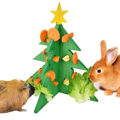 Meerschweinchen Spielzeug Kaninchen Futtersuche Spielzeug Weihnachten Meerschweinchen Kaninchen Puzzle Futtersuche Spielzeug Weihnachtsbaum Bunny Gemüse Heu Feeder Weihnachtsbaum Kleines Haustier von Generic