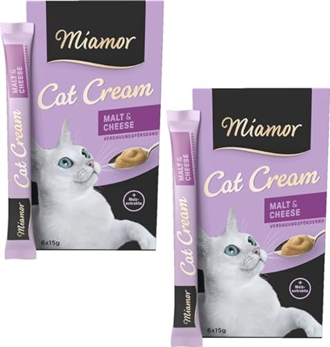 Miamor Cat Cream Malt & Cheese | Doppelpack 2X 6x15g (180g) | Verdauungsfördernd | ganz ohne Farb- und Konservierungsstoffe von Generic