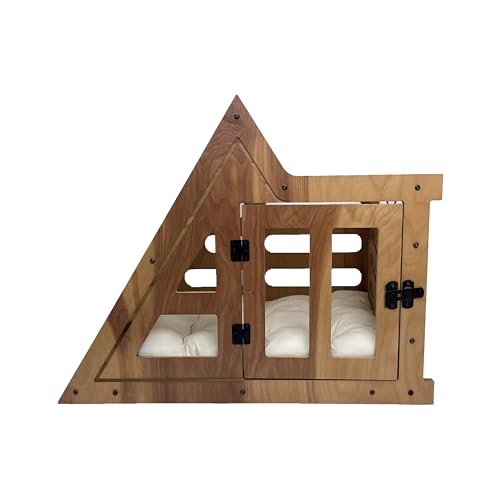 Moderne Hundehütte für den Innenbereich, Hundekäfig, Katzenhaus, Bungalow-Stil, Haustiermöbel, gemütliches Bett für Katzen, Hunde, Haustiere, Hundehütte (Grau, Small) von Generic