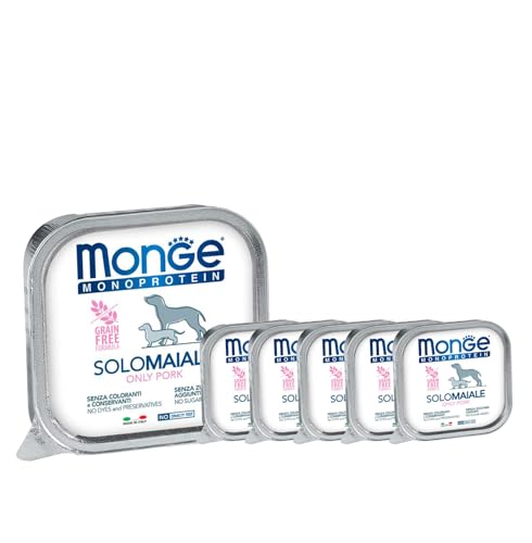 Monge Feuchtes Monoprotein für Hunde, 100 % nur Schweinefleisch, 6 Behälter à 150 g von Generic